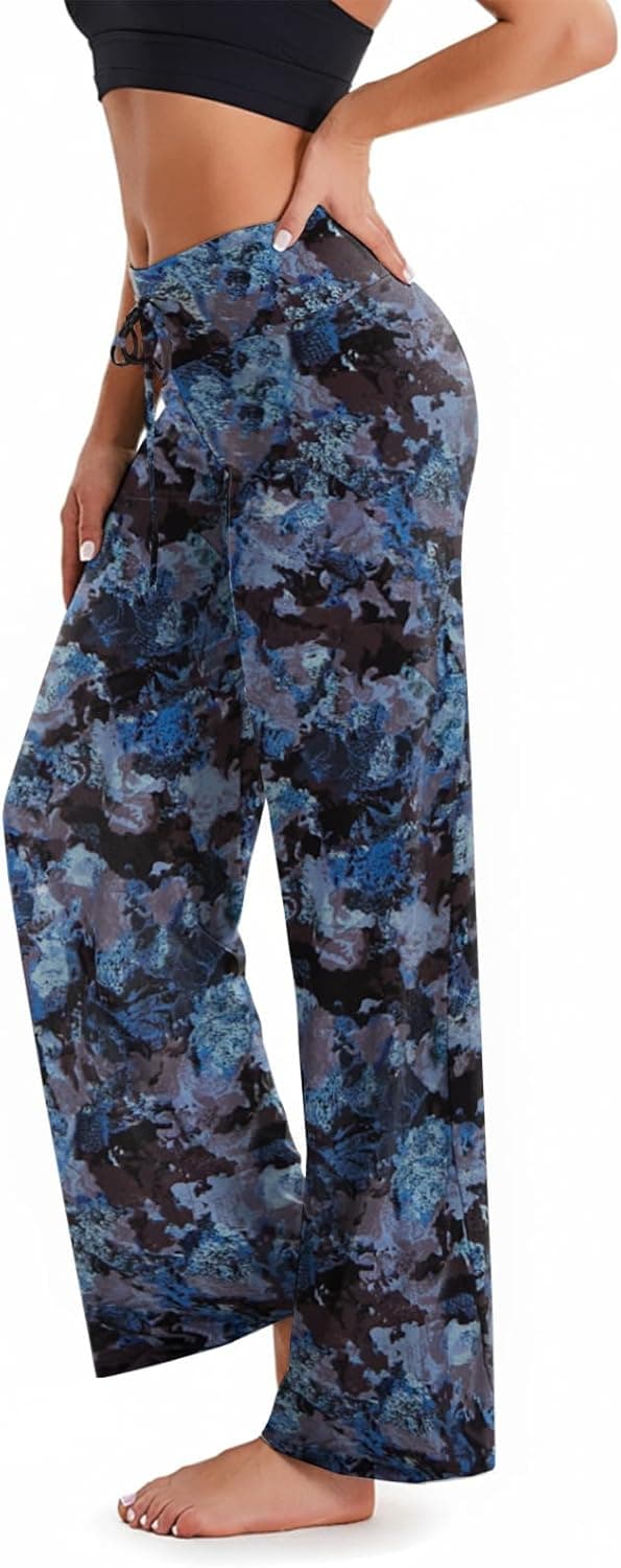 TNNZEET 3 Pack Women's Wide Leg Pants with Pockets - Casual Loose Yoga Trouser Pants Sweatpants Palazzo Lounge Pajama Pants - image 1