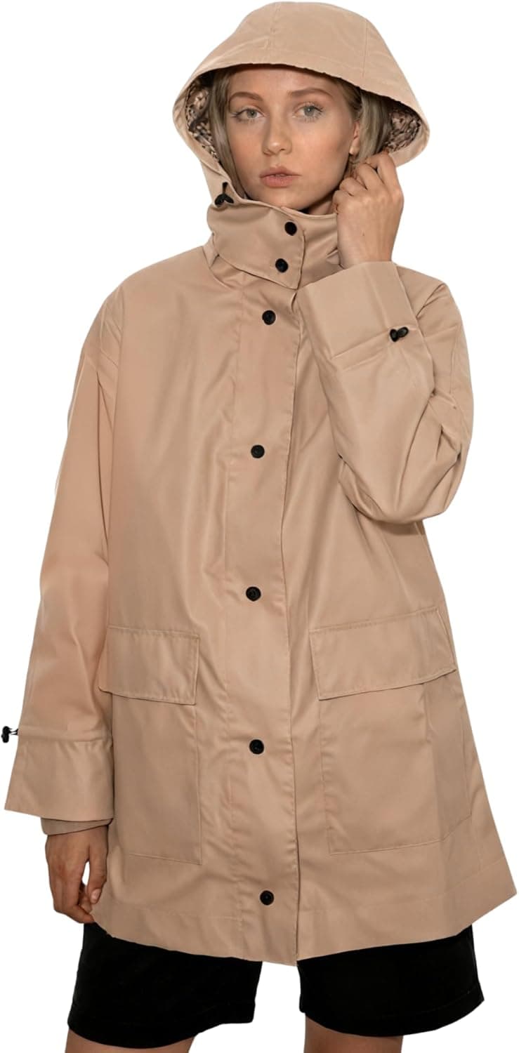 Women’s Lightweight Rain Coat, outdoor coat – Waterproof Raincoat Jacket with Hood, Classic Button-Up Trench Coat for Women - image 1
