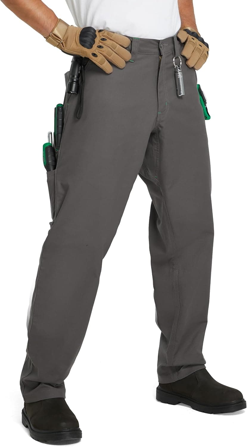 Men's Work Pants Stretch Flex, Casual Pants Relaxed Fit, Water Resistant Carpenter Pants Heavy Duty