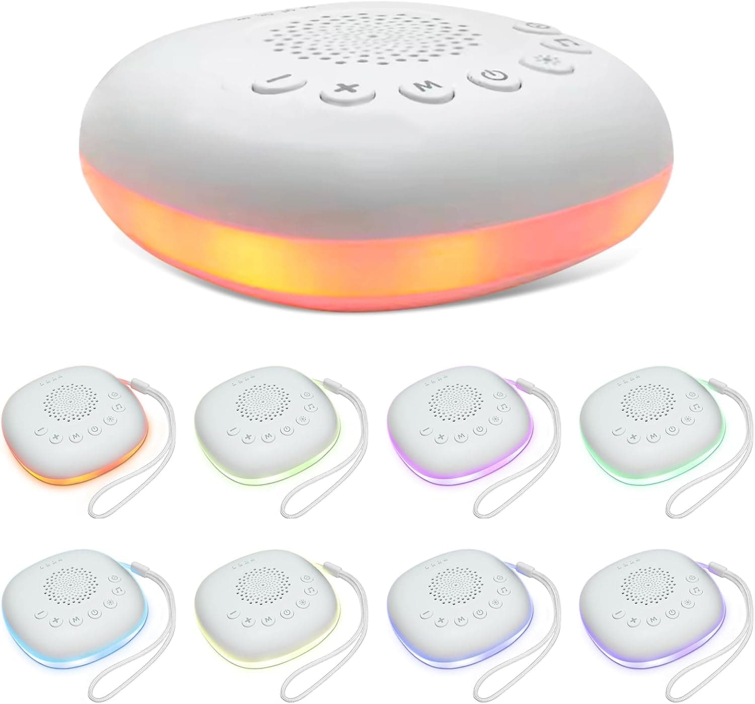 White Noise Sound Machine for Sleep - Portable Sound Machine, 20 Soothing Sounds 9-Color Night Light 30 Volume Levels 4 Timer Options Type-C Charging Noise Machine for Baby Adult Home Office Travel - image 1