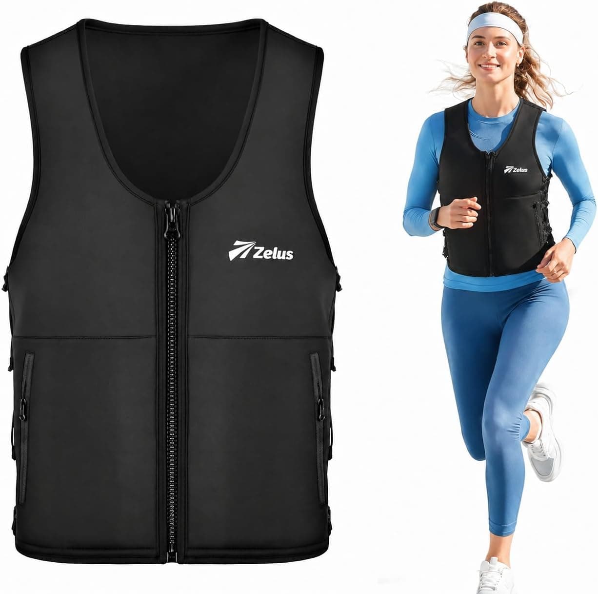 ZELUS Weighted Vest Woman, Adjustable Weighted Vest 1-10lb/ 1-15lb with Removable Z-Fit Soft Iron Weights, for Weight Loss Running Walking Rucking Strength Training, Reflective & Pocket Design