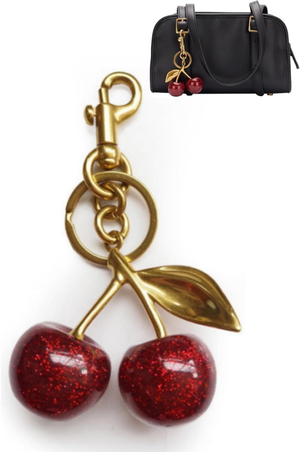 Cherry Bag Charm Cherry Keychain Cute Purse Charm Accessories Gifts for Women Christmas Birthday Valentine Gifts - image 1