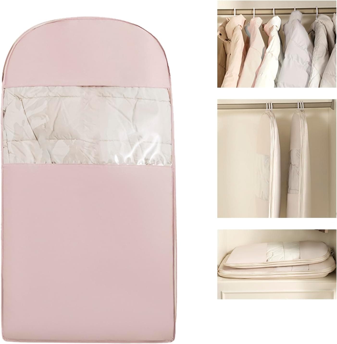 Space Saving Hanging Garment Bag with Self Compression Zipper。