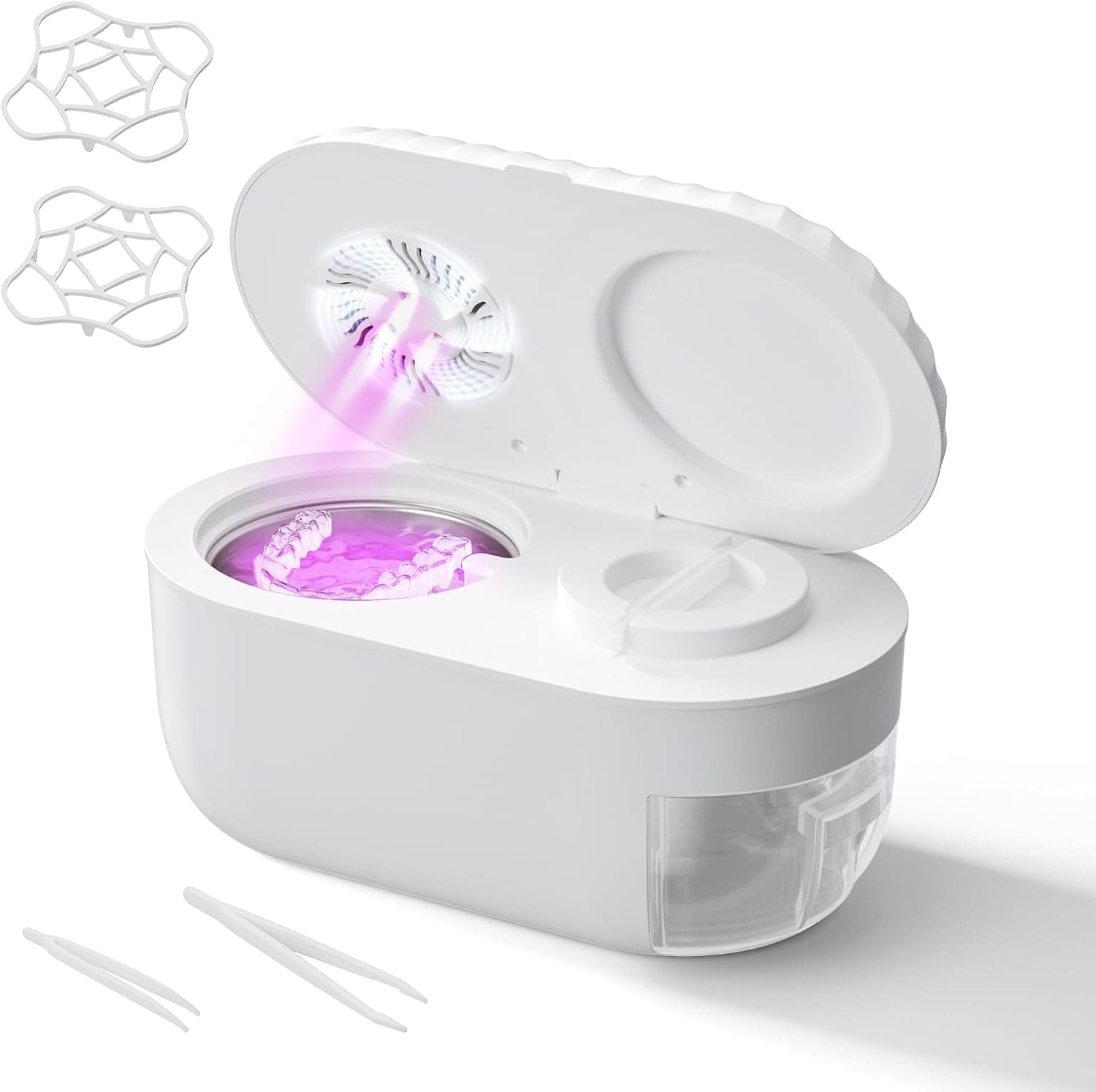 Ultrasonic Denture Cleaner with Automatic Clean, Drain & Dry, 45kHz Retainer and Night Guard Cleaning Machine with Built-in Drainage Chamber, Low-Noise Design for Aligners, Braces & Dental Appliances | All-in-One Dental Appliance Cleaner with Auto Drain & Dry, Quiet Operation, Deep Cleaning for Retainers, Dentures & Aligners - image 1
