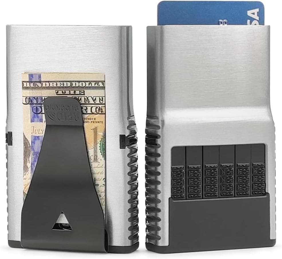 ACM 3.0 Solid Aluminum RFID Blocking Wallet - Premium Metal Wallet with Exact Card Selection, Scratch Free Card Storage, Removable Cash Clip (Element Silver) - image 1