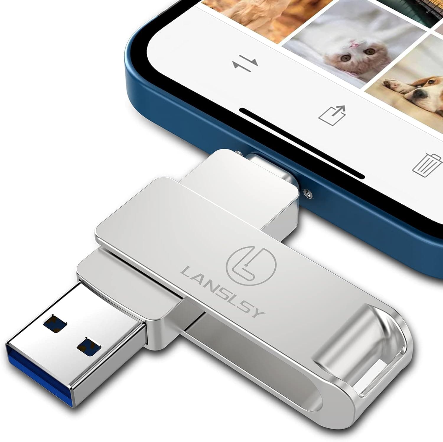 256GB Flash Drive for Phone Memory Stick,Phone Flash Drive USB 3.0 External Storage,3 in 1 Photo Stick is Compatible with i 0S/Pad/Android/PC/Mac (256GB, Silver) - image 1