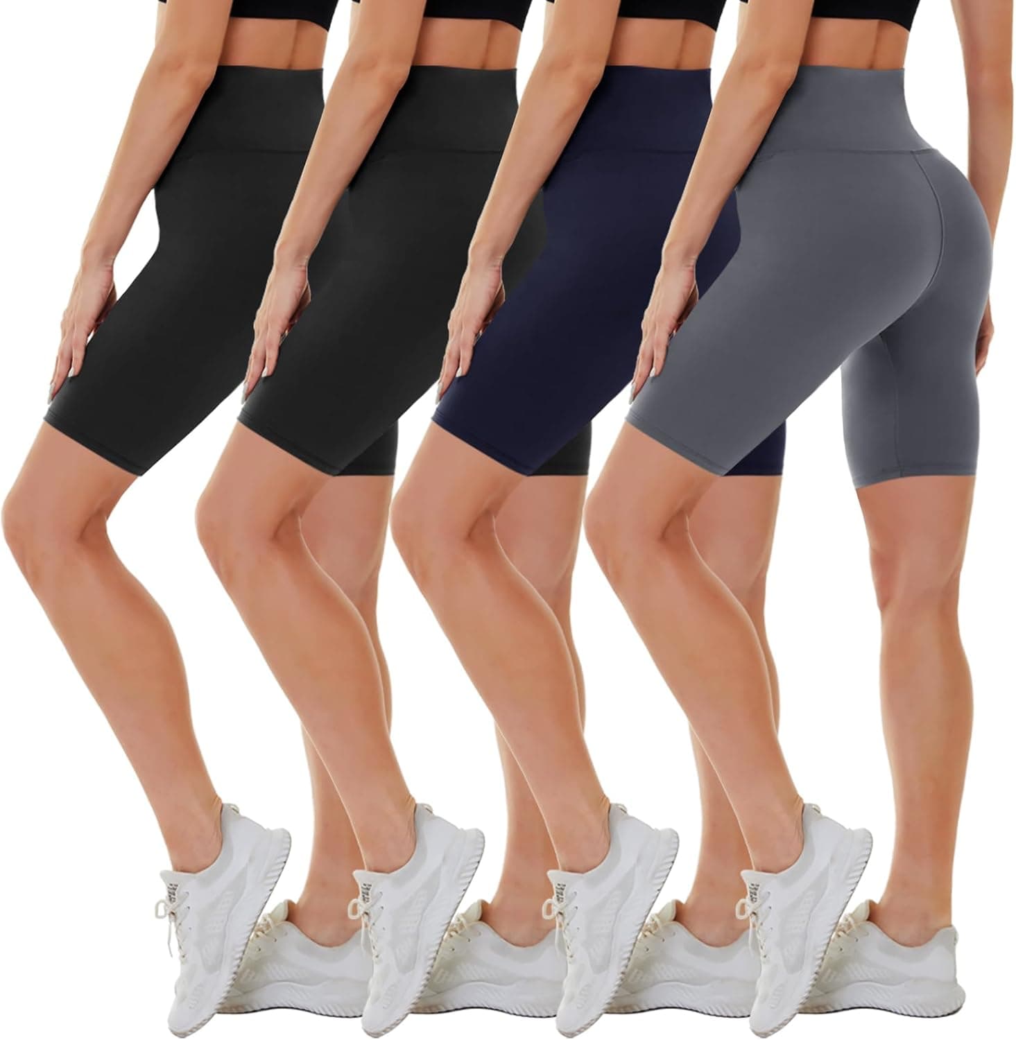 CAMPSNAIL 4 Pack Biker Shorts Women – 8" High Waist Tummy Control Workout Gym Yoga Running Compression Shorts - image 1