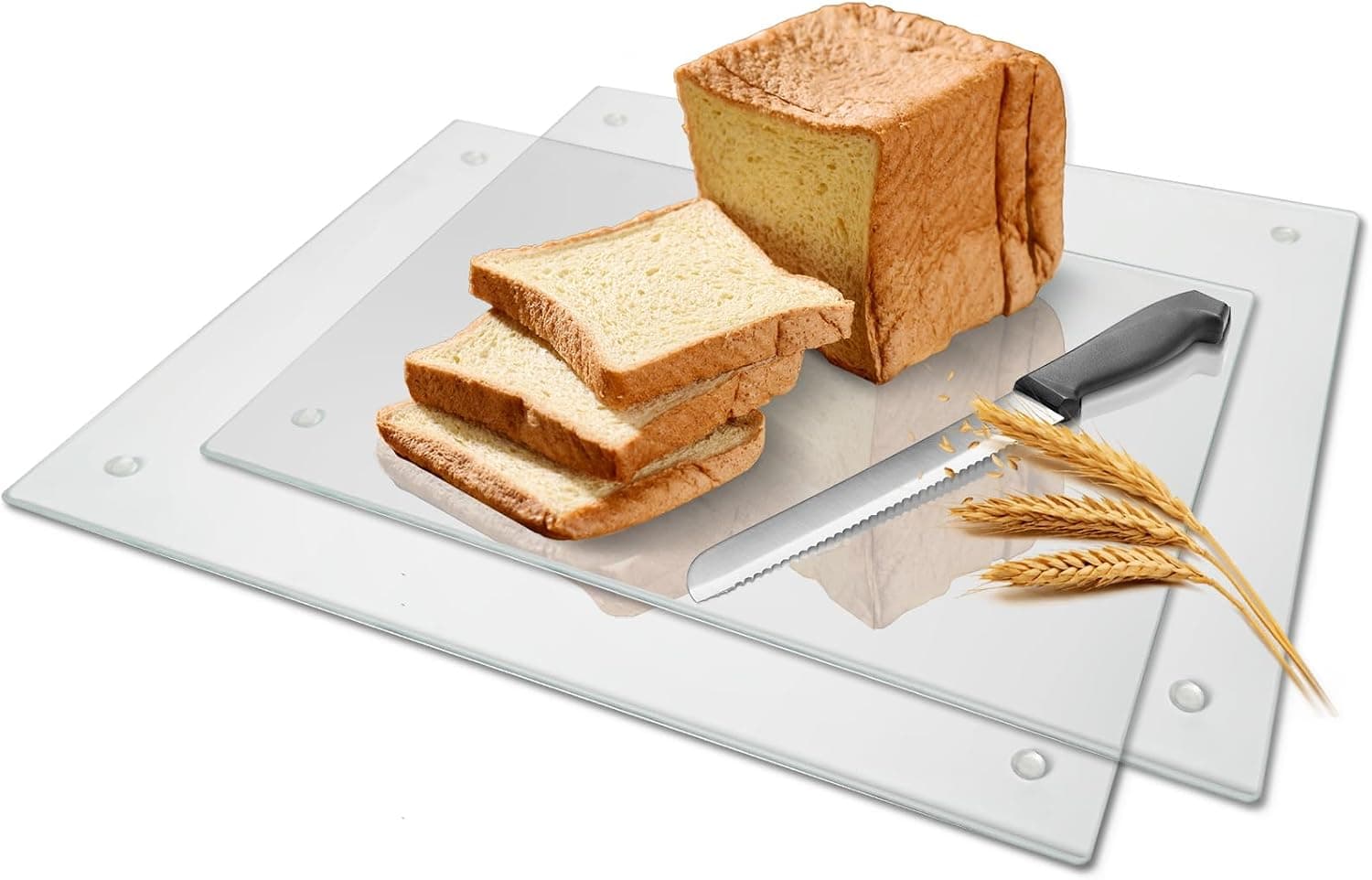 HIFOGANG Clear Tempered Glass Cutting Board Set (2 Pcs, 12"x16") - Non-Slip & Shatter Resistant