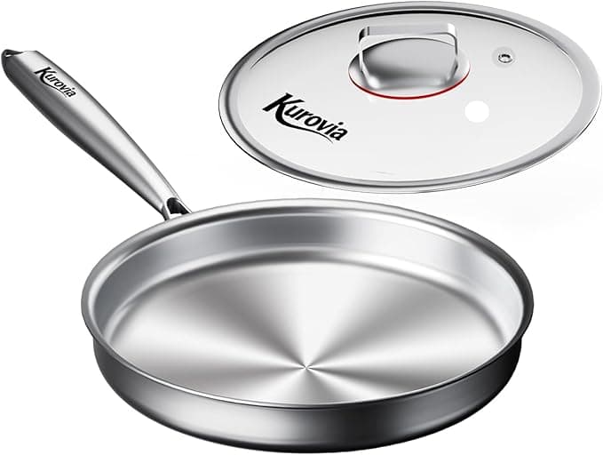 Kurovia Tri‑Ply Stainless Steel Frying Pan – 8.5" Induction‑Ready, Oven‑Safe, Even‑Heat Skillet - image 1