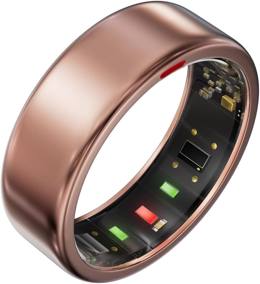 POBOVi Ring OnePlus - Ultra-Thin Titanium Smart Ring - 7 Days Battery Life - Fitness/SPO₂/Stress/HR/Sleep Skin Temperature Tracker - No App Fee - iOS&Android Compatible (Rose Gold, 9) - image 1