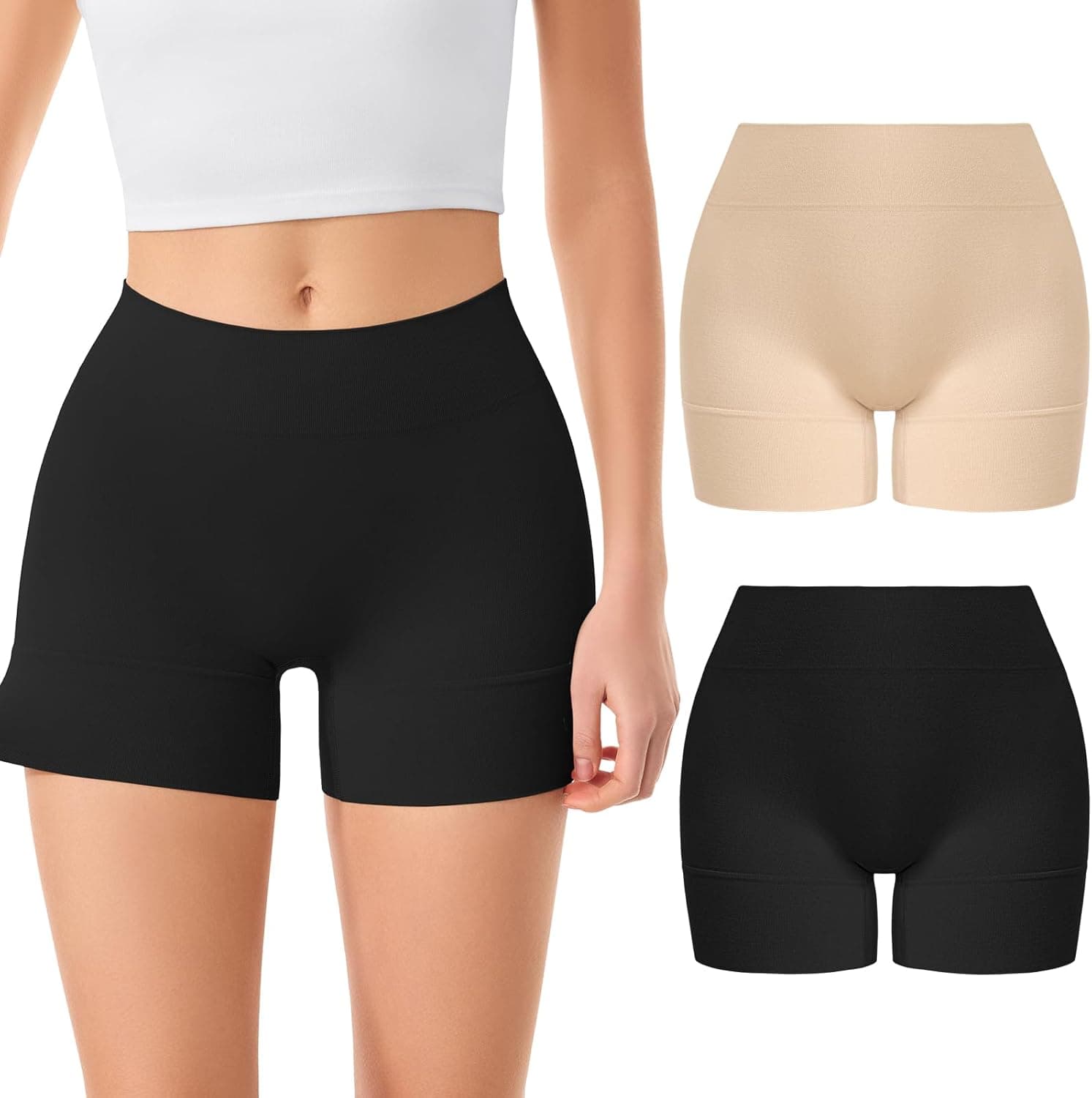 Slip Shorts for Under Dresses Women, Seamless Anti Chafe Underwear Shapewear Thigh Cooling Biker Short Panties - image 1