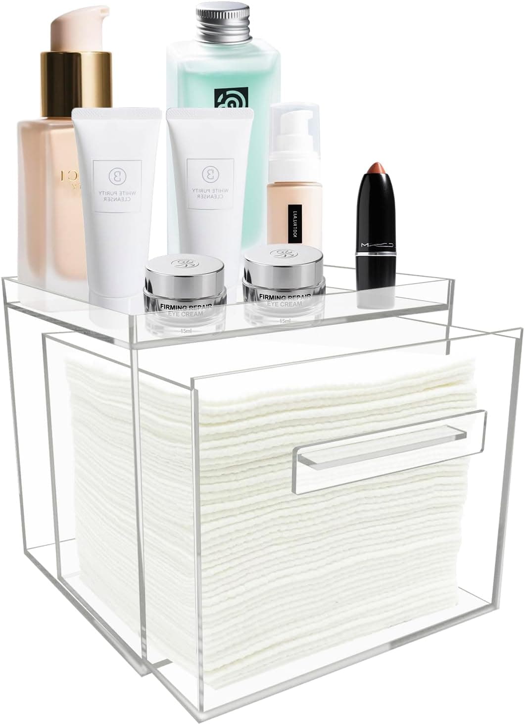 Disposable Facial Towel Holder, Acrylic Container Compatible with Clean Skin Club Towel XL, Clear Storage Box for Bathroom and Vanity Countertop - image 1