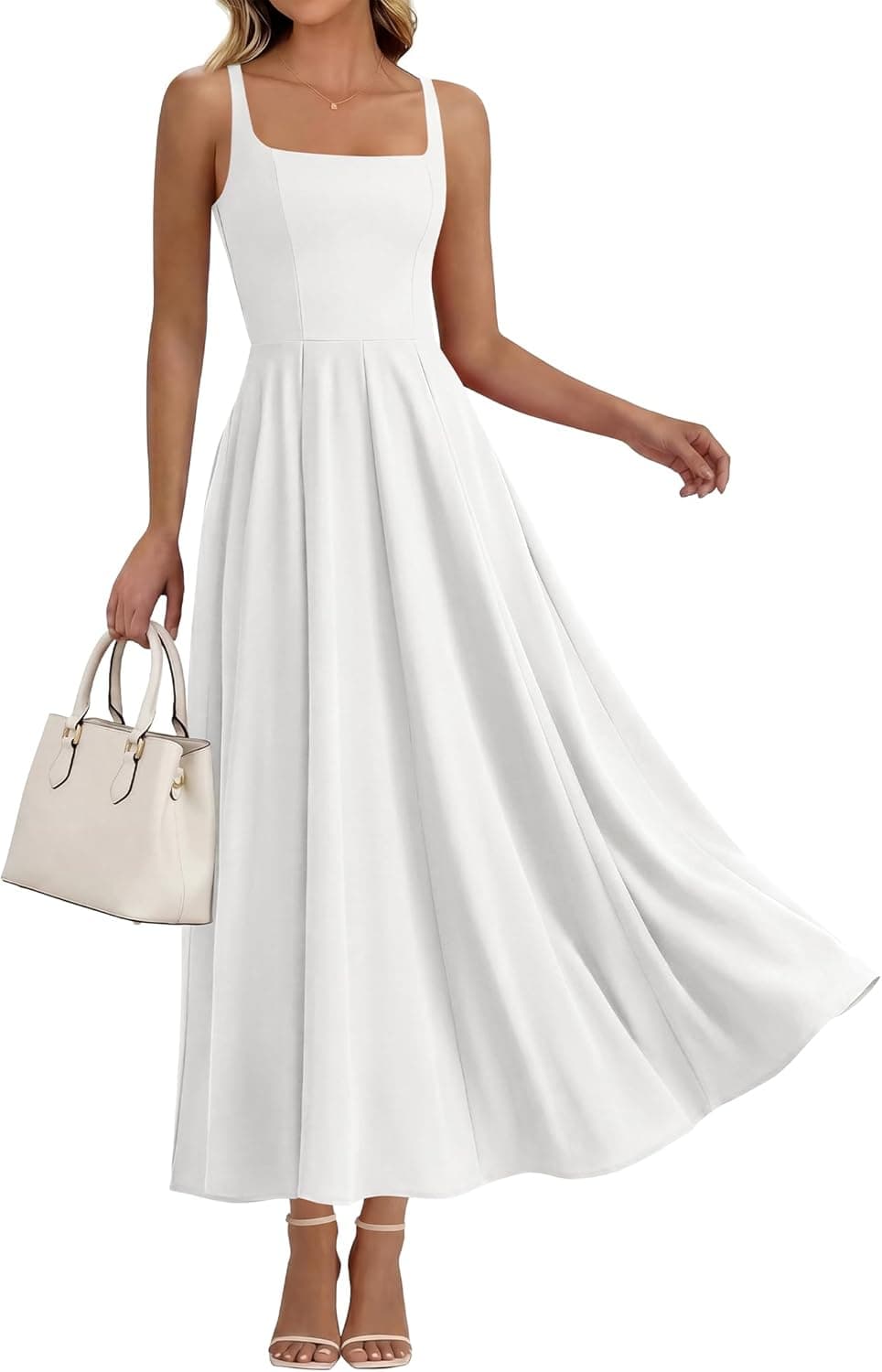 BTFBM Women Summer Square Neck Maxi Dress Spring 2026 Elegant Classy Sleeveless Formal Wedding Guest Cocktail Dresses