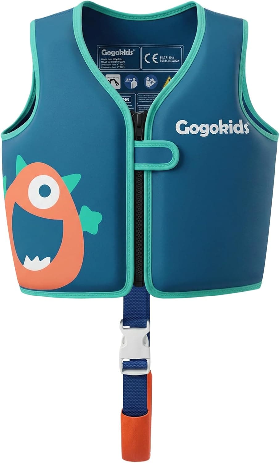 Gogokids Toddler Swim Vest Pool Floaties for Kids 1-2-3-5-7-9 Yrs, Neoprene Kids Swimming Jacket w/Adjustable Safety Strap & Zip, Toddler Float Jacket 33-66lbs for Beach Puddle Pool Boys Girls Niños