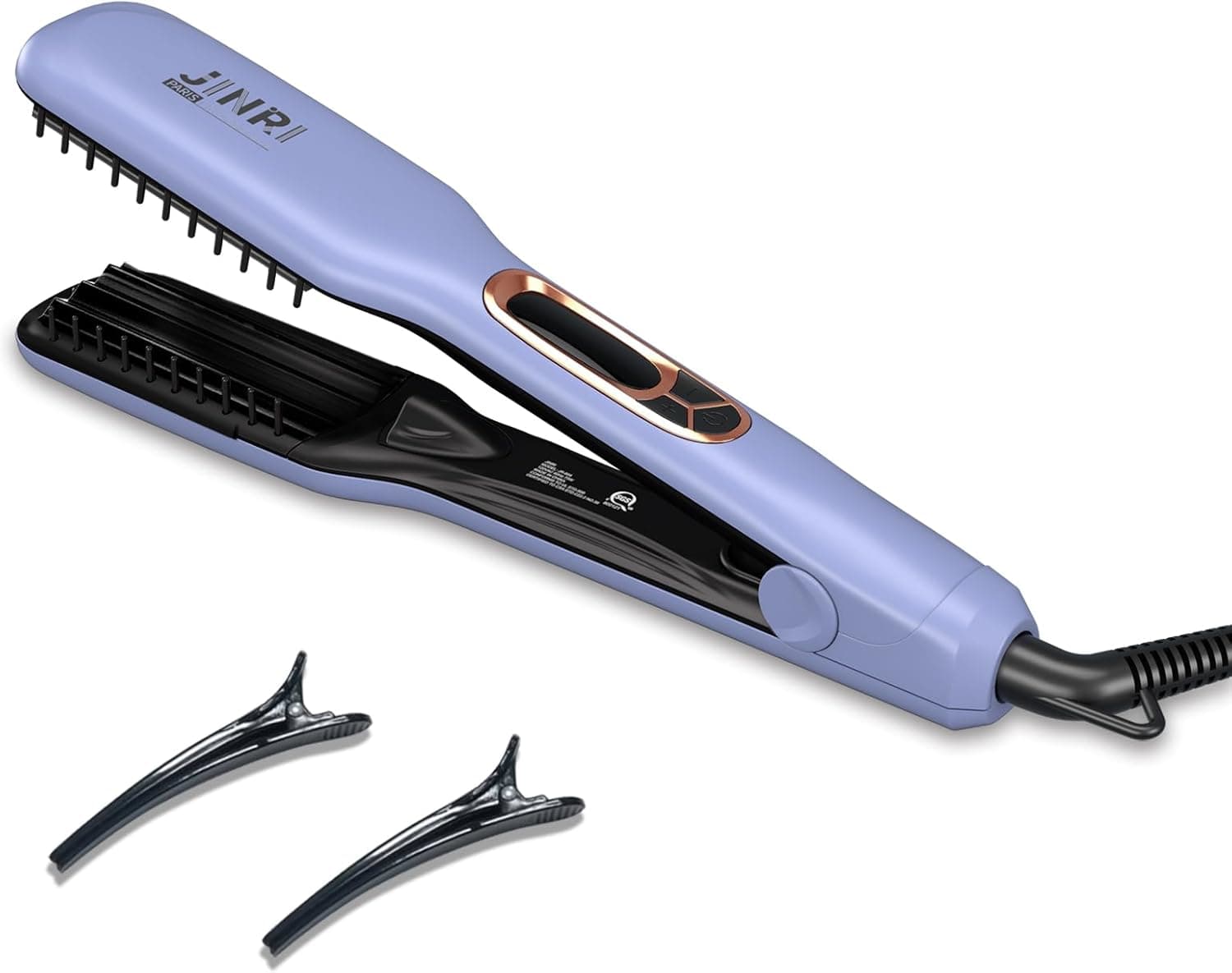 JINRI Hair Brush for Short & Thin Hair, 1.38 Inch Hot Styling Brush with Adjustable Temperature, Dual Voltage 100-240V, Volumizing Hair Iron, Long Lasting Root Volume Hair Styler, Purple