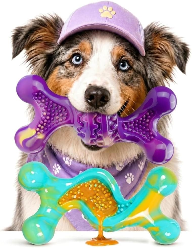 Kseroo Indestructible Dog Toy : 2 Pack Dog Toys for Aggressive Chewers, Bacon Flavor Nylon Hard Dog Chew Toys, Tough Dog Toys for Medium & Large Breeds 30-120 lbs, Durable Dog Toys to Keep Them Busy