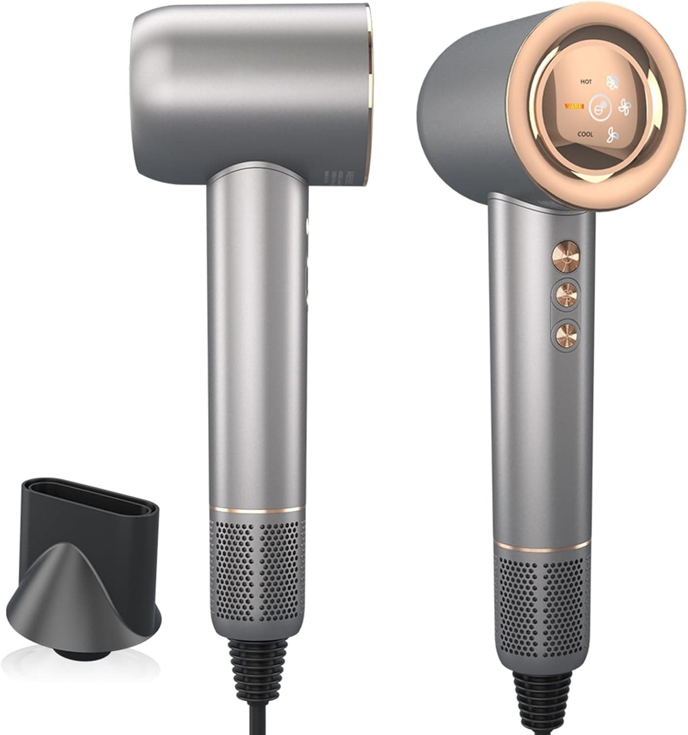 JINRI Hair Dryer, High Speed Ionic Low Noise Blow Dryer with Brushless Motor for Fast Drying, Thermo-Control Quiet Compact Hair Blow Dryer with Magnetic Nozzle for Home Travel Salon, 360g, Silver - image 1