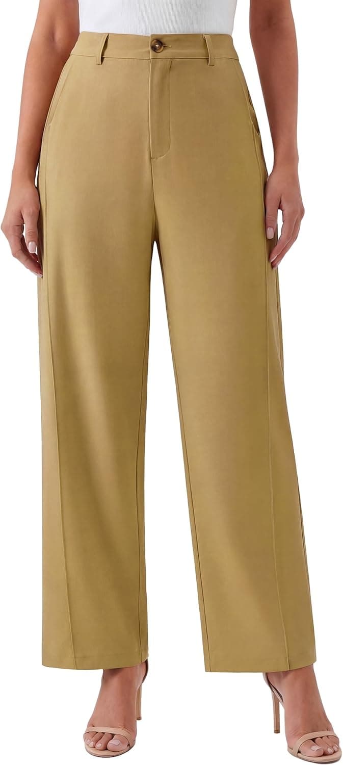 Blooming Jelly Womens Wide Leg Work Pants Barrel Elastic High Waist Stretchy Trousers Trendy Business Casual Office Slacks