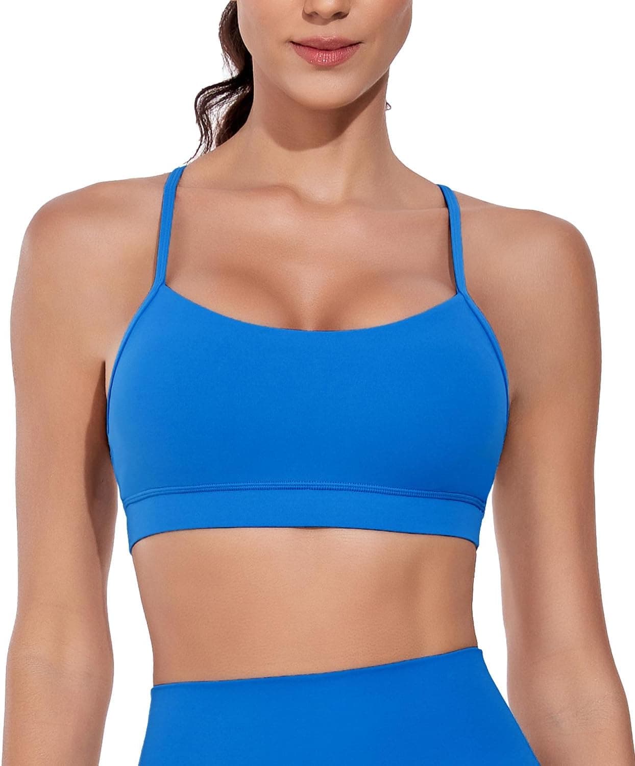 wirarpa Sports Bras for Women Buttery Soft Y Back Padded Low Impact Spaghetti Thin Strap Lounge Workout Yoga Top