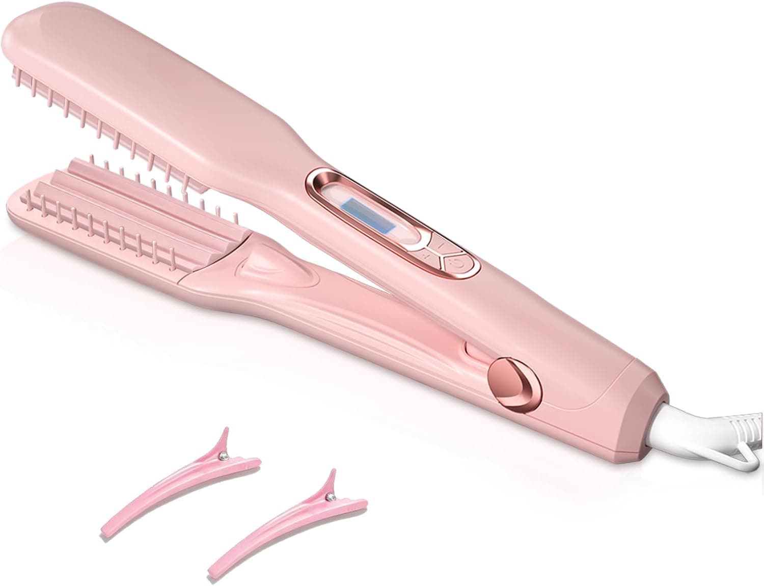 JINRI Hair Brush for Short & Thin Hair, 1.38 Inch Hot Styling Brush with Adjustable Temperature, Dual Voltage 100-240V, Volumizing Hair Iron, Long Lasting Root Volume Hair Styler, Pink