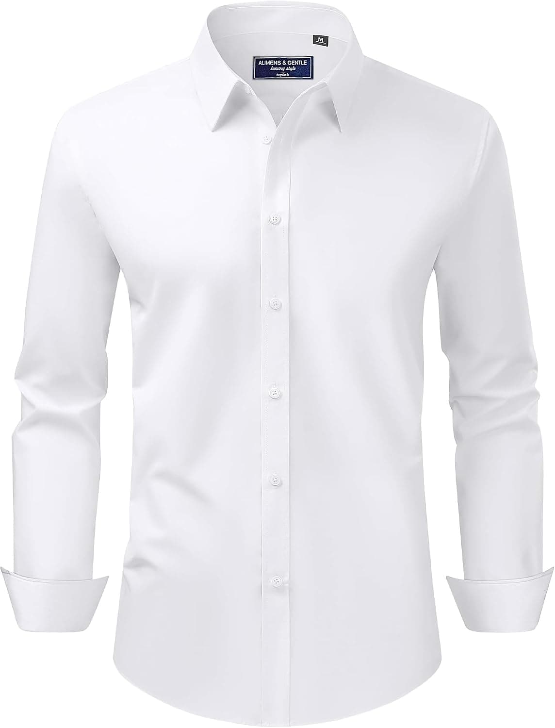Alimens & Gentle Men's Dress Shirt Regular Fit Stretch Stain Shield Long Sleeve Solid Business Wedding Button Down Shirts - image 1