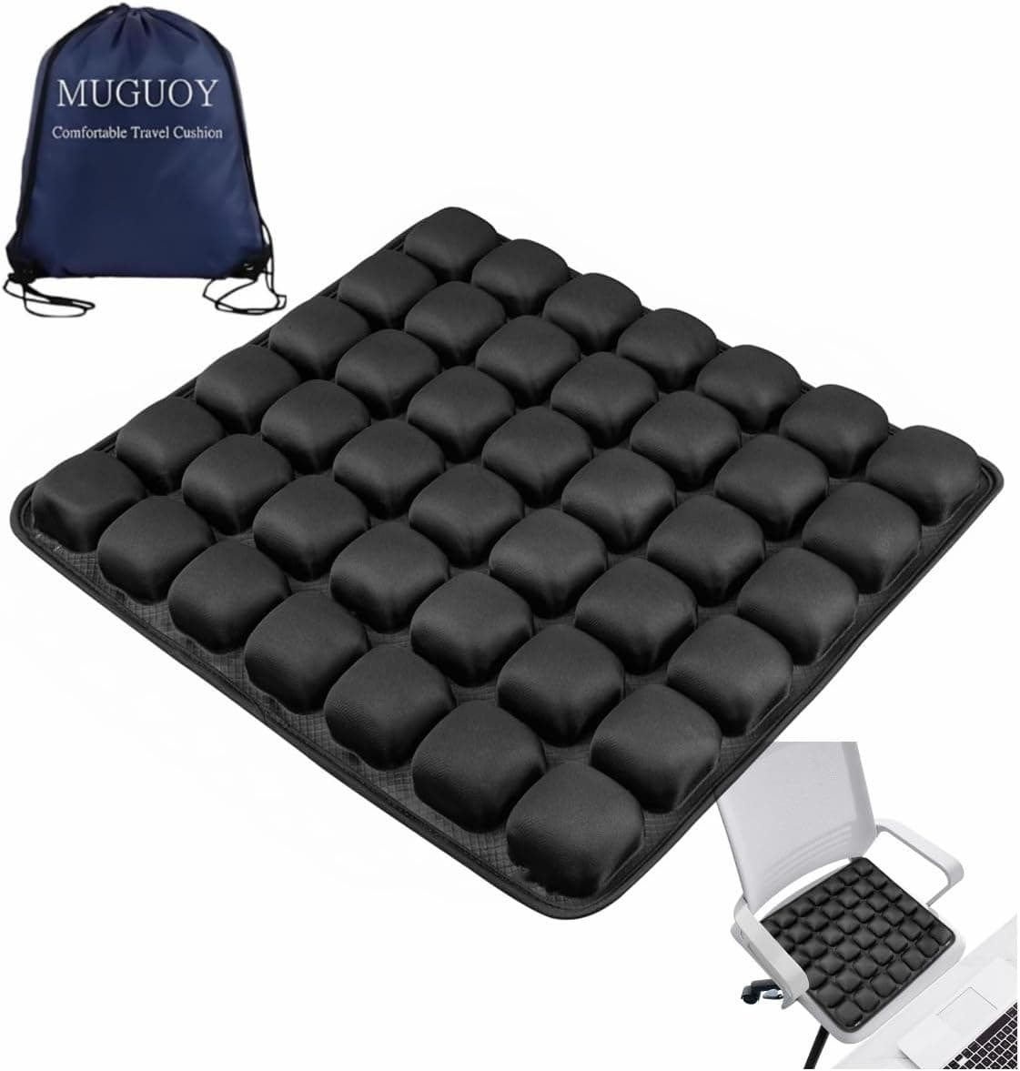 MUGUOY Travel Cushion Airplane Seat, Portable Airplane Seat Cushion for Long Flights,42 Bubbles Pressure Relief Inflatable seat Cushion for Air Travel - image 1