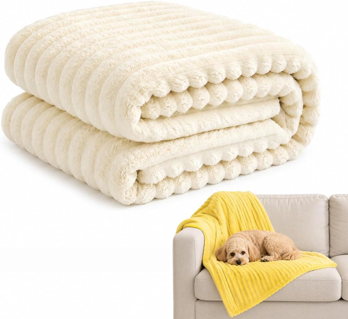 Emotional Support Blanket Yellow for Dogs Security Blanket, Calming Dog Blanket, Throw Rabbit Designed for Pets, Soft and Comfortable for Indoors Sofa (White,27.6"x39.4") - image 1