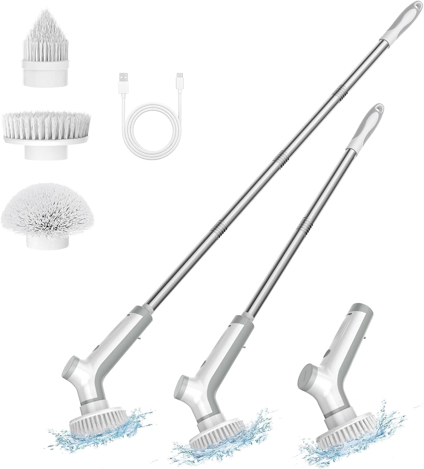 Electric Spin Scrubber, VEWIOR Cordless Shower Scrubber With 3 Adjustable Angle, Cleaning Brush With 2 Speeds 3 Replaceable Brush Heads For Bathroom - image 1