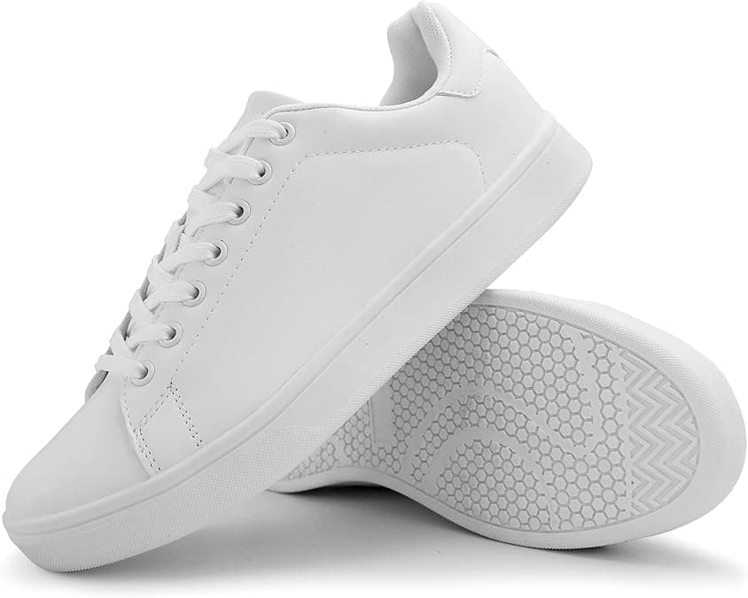 Hawkwell Men's Fashion Sneakers – Casual Walking & Work Shoes (White PU) - image 1