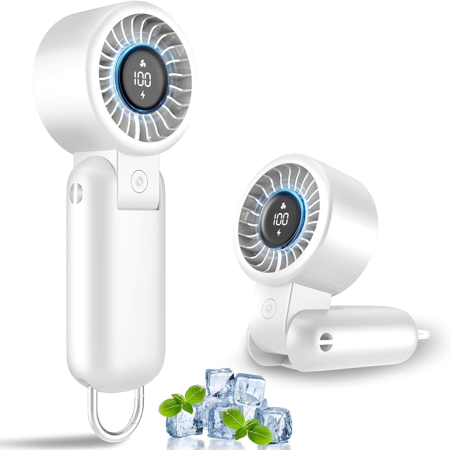 Handheld Fan Turbo - Portable Battery Powered Mini Hand Held Fan Rechargeable with Power Display, 5 Speeds, Personal Pocket Cooling Fans for Travel, Makeup, Outdoor, Women, Men - image 1