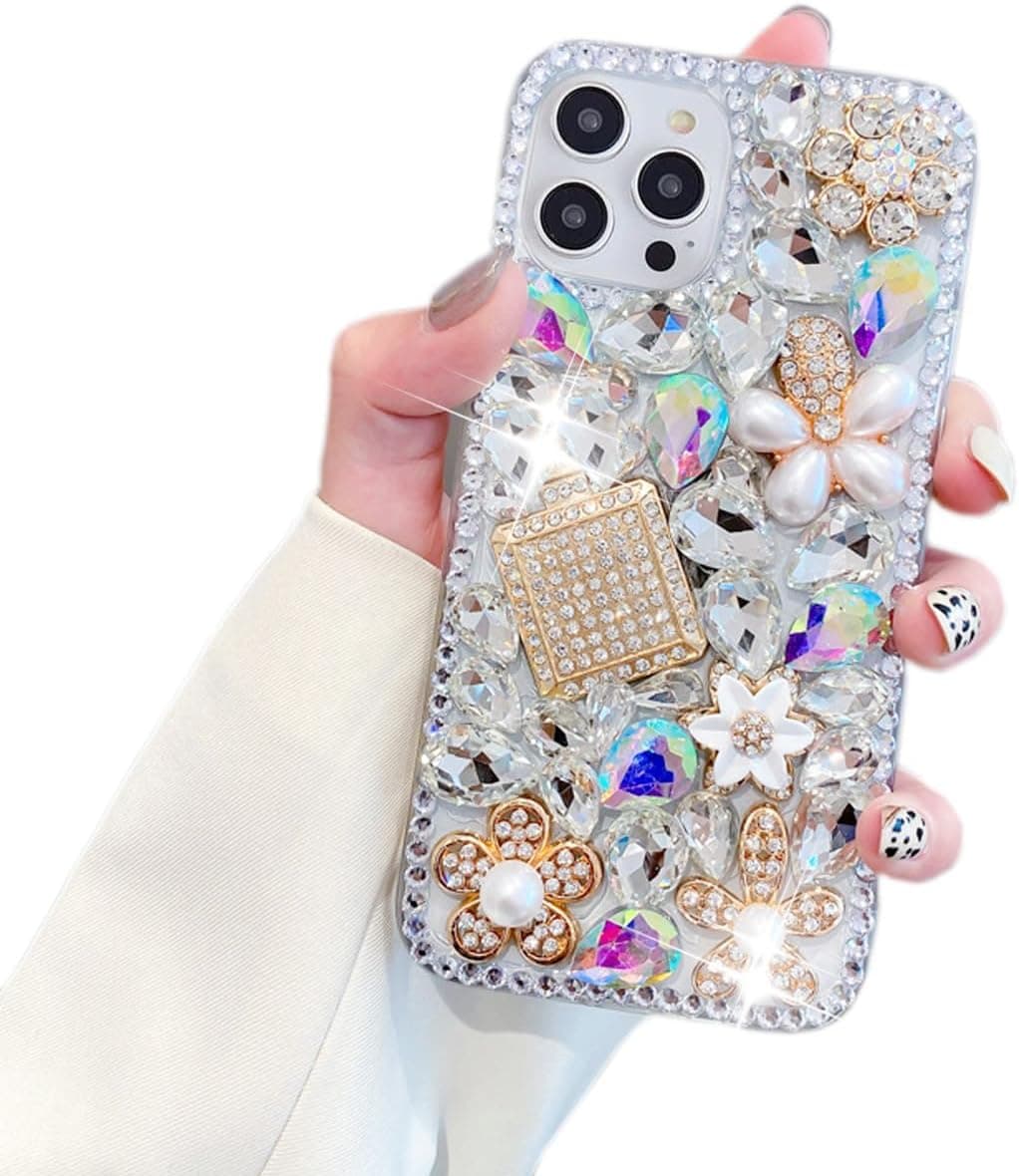 Compatible with iPhone 14 Pro Max Bling Diamond Case,Luxury Bling Diamond Rhinestone Gemstone Soft TPU Back Cover Case for Women Girls with iPhone 14 Pro Max 6.7 "