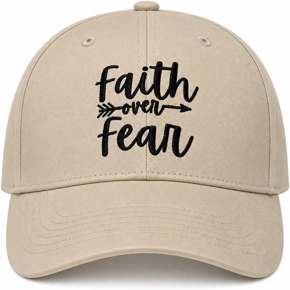 Christian Hat Faith Over Fear Hat Jesus Hat Faith Hat Embroidered Baseball Cap Religious Gift for Men Women