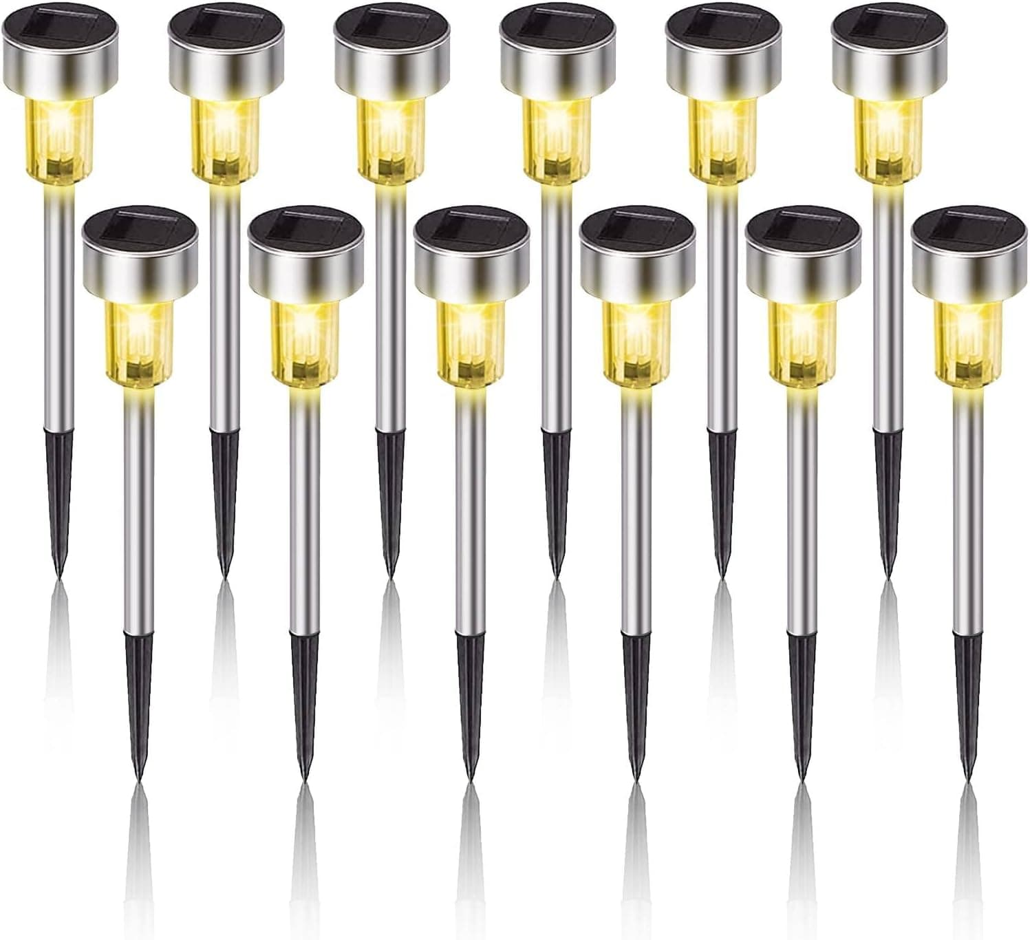 Dream Master Solar Lights Outdoor Waterproof, Stainless Steel LED Landscape Lighting, Solar Garden Lights, Outdoor Decorations for Yard, Pathway, Walkway, Patio, Lawn - 12 Pack(Warm White) - image 1