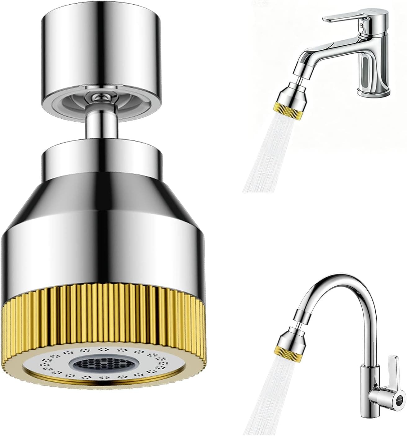 Faucet Sink Aerator/Extender/Sprayer Nozzle with 55/64" Threaded Adapter - Anti-slip Swivel