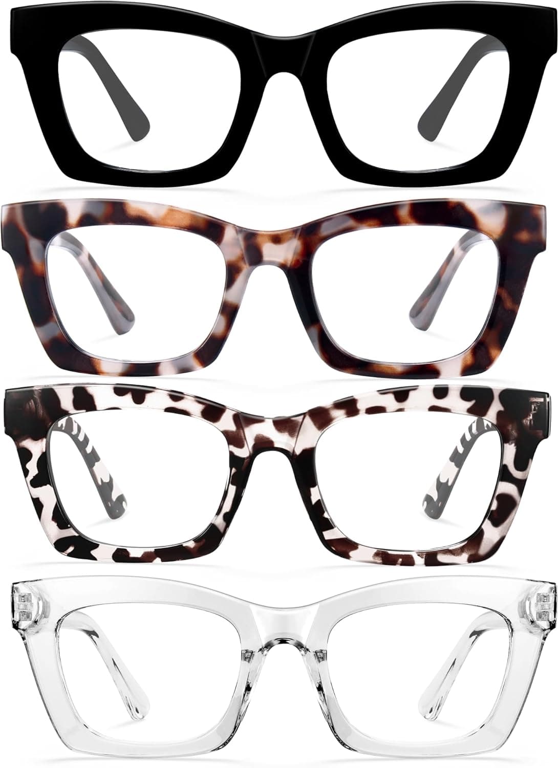 CCVOO Stylish Reading Glasses for Women | Blue Light Readers & Cheaters Eyeglasses (4 Count)
