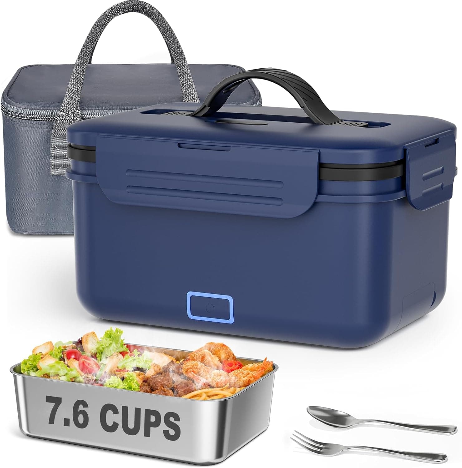 Cordless Electric Lunch Box for Adults, 1.8L Rechargeable Heated Lunch Box Food Warmer, Portable Self Heating for Men/Women/Office/Car, Lonchera Eléctrica Portátil Battery Powered Father's Gift