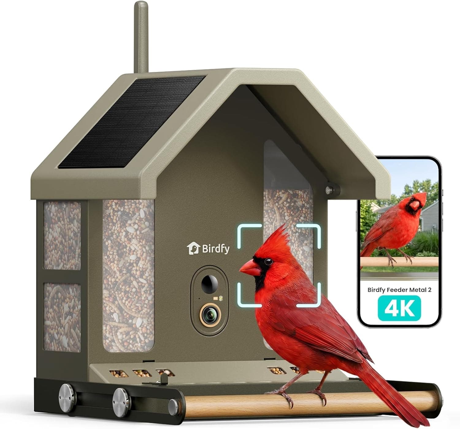 Smart Bird Feeder with Camera, 4K UHD Video, Dual-Band 2.4/5GHz Wi-Fi, Solar Powered, AI Identification Lifetime Free, Bird Watching Gift for Bird Lovers