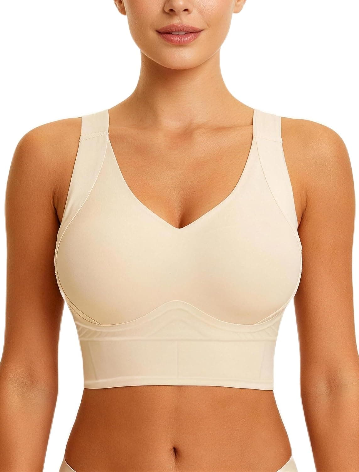 Soft Intention Wireless Jelly Bra Plus Size Back Fat Smoothing T-Shirt Bra Full Coverage Seamless Corsets Bra for Women