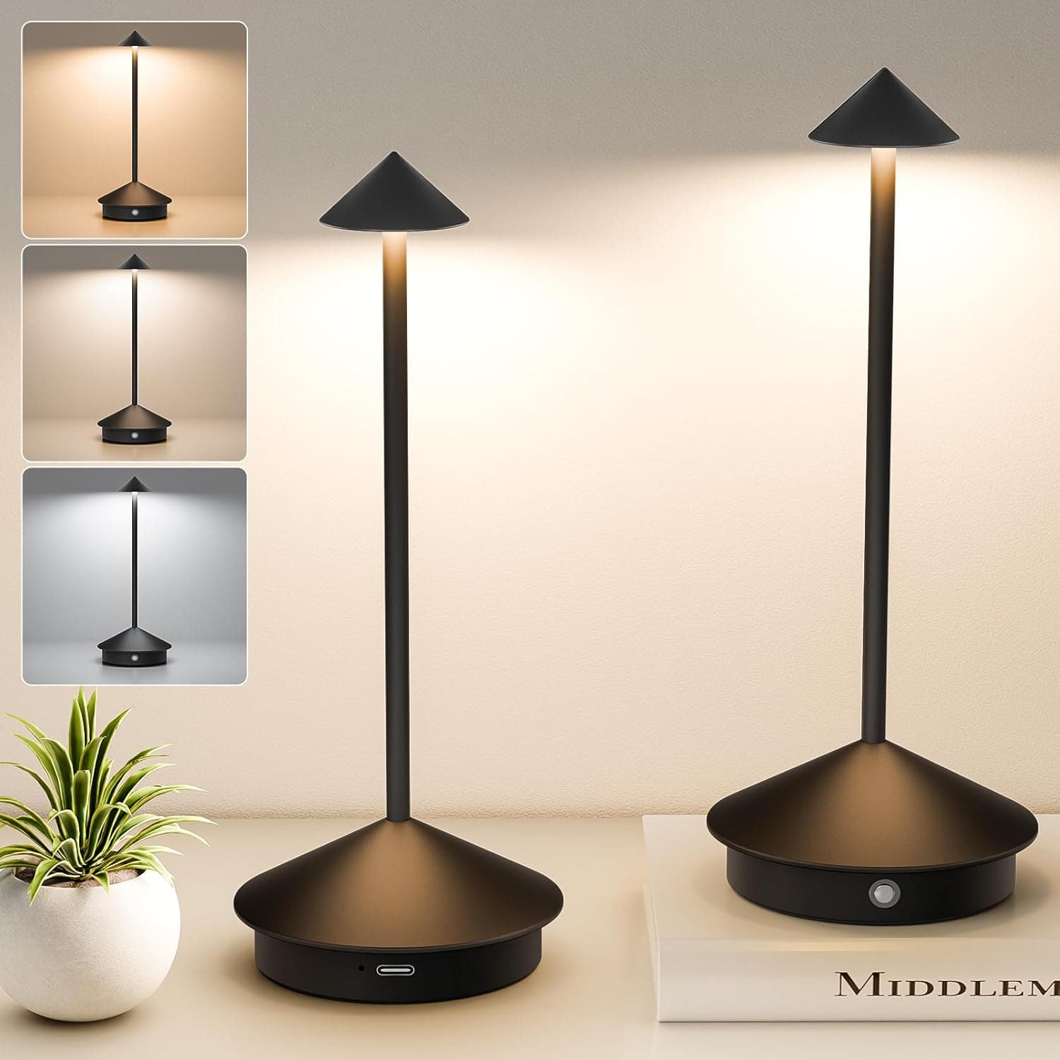 LEDECOR Cordless Table Lamp, 6000mAh Rechargeable Battery Operated Desk Lamp - image 1