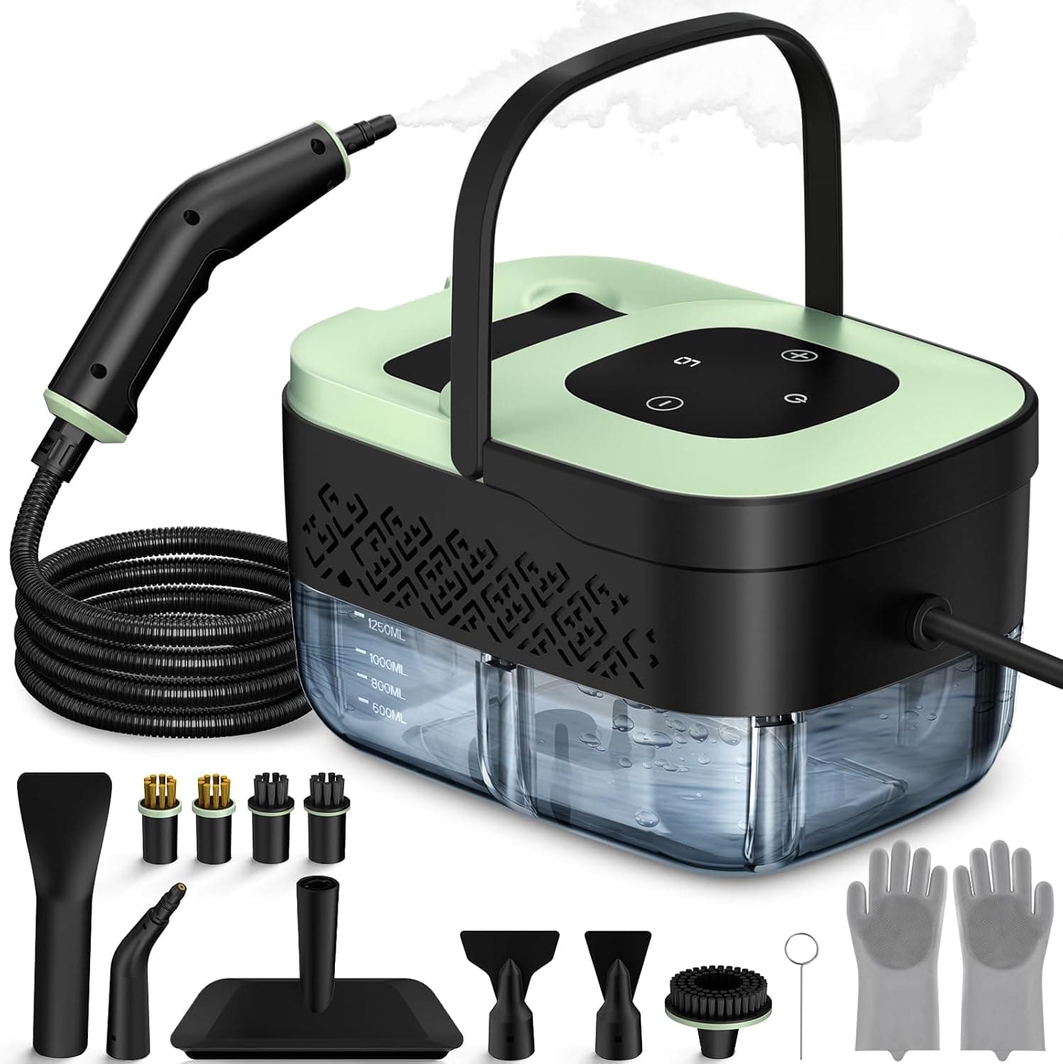 Handheld Steam Cleaner for Home, Tile, Grout & Car Detailing with 16 Accessories