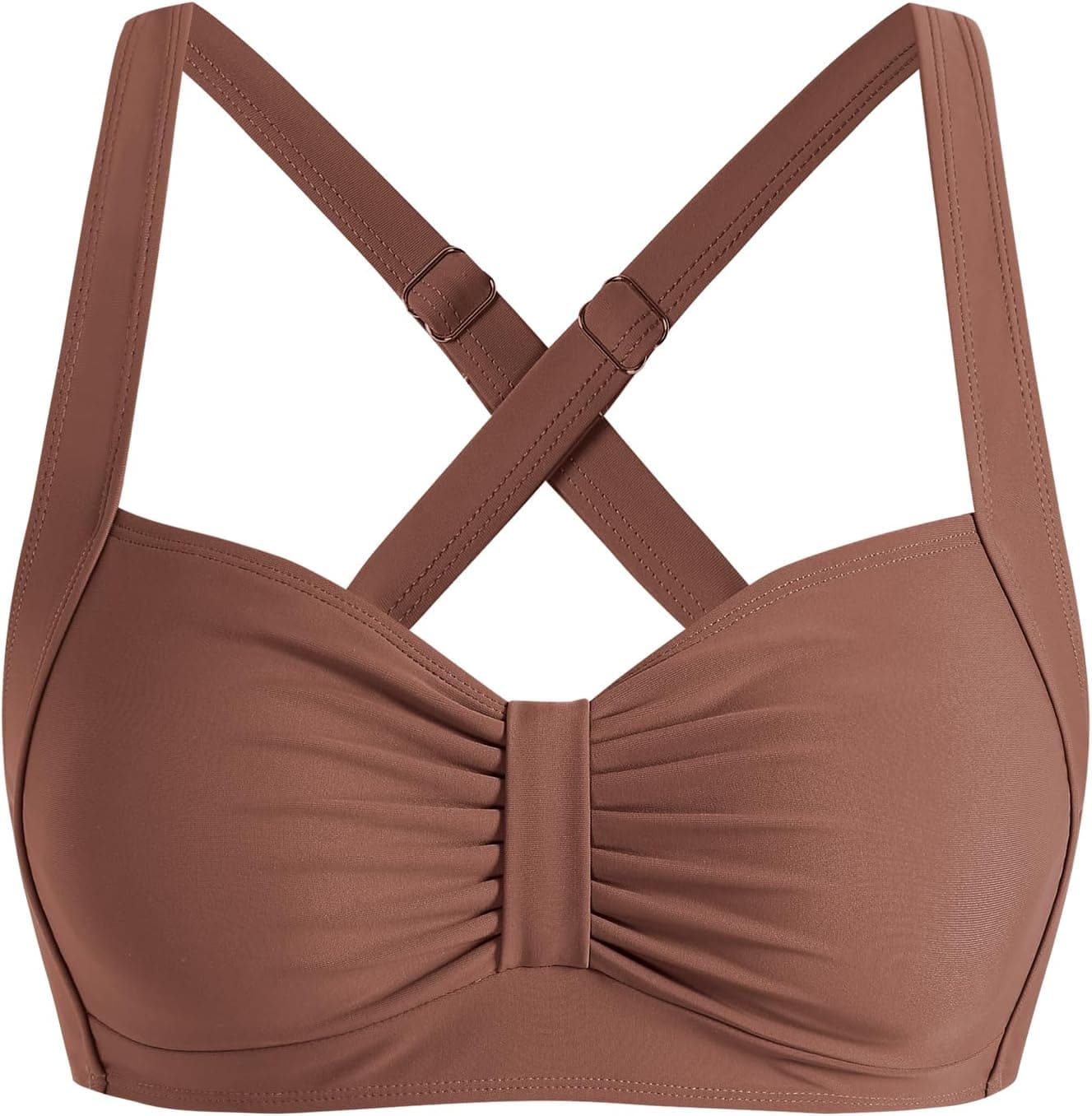ZAFUL Women Bikini Top Only-Ruched Bra Padded Bathing Suit Top Cross Back Vintage Retro Bathing Suit Tops 2026