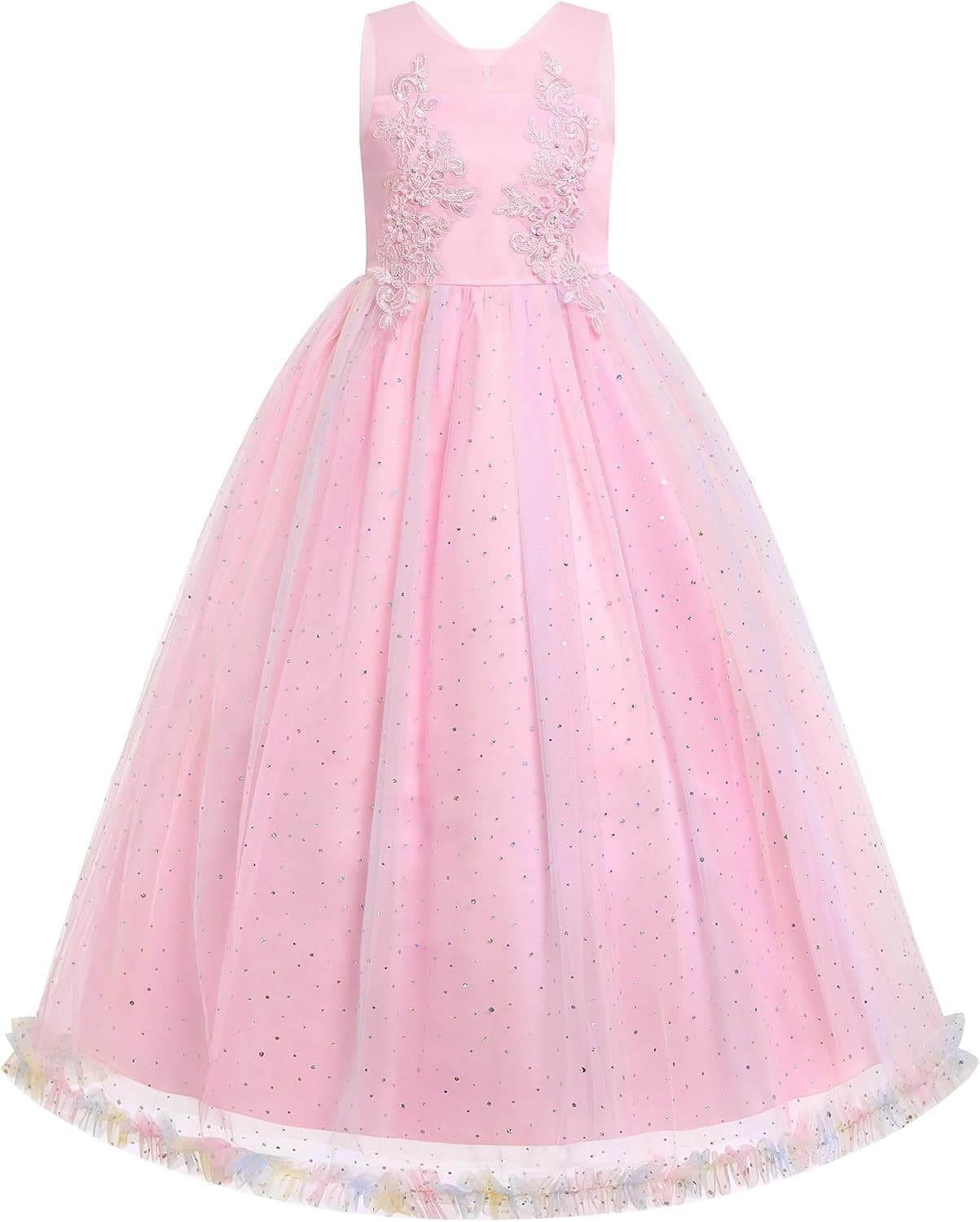 Ibakom Girl Formal Maxi Dress - Floral First Communion Easter Ball Gown