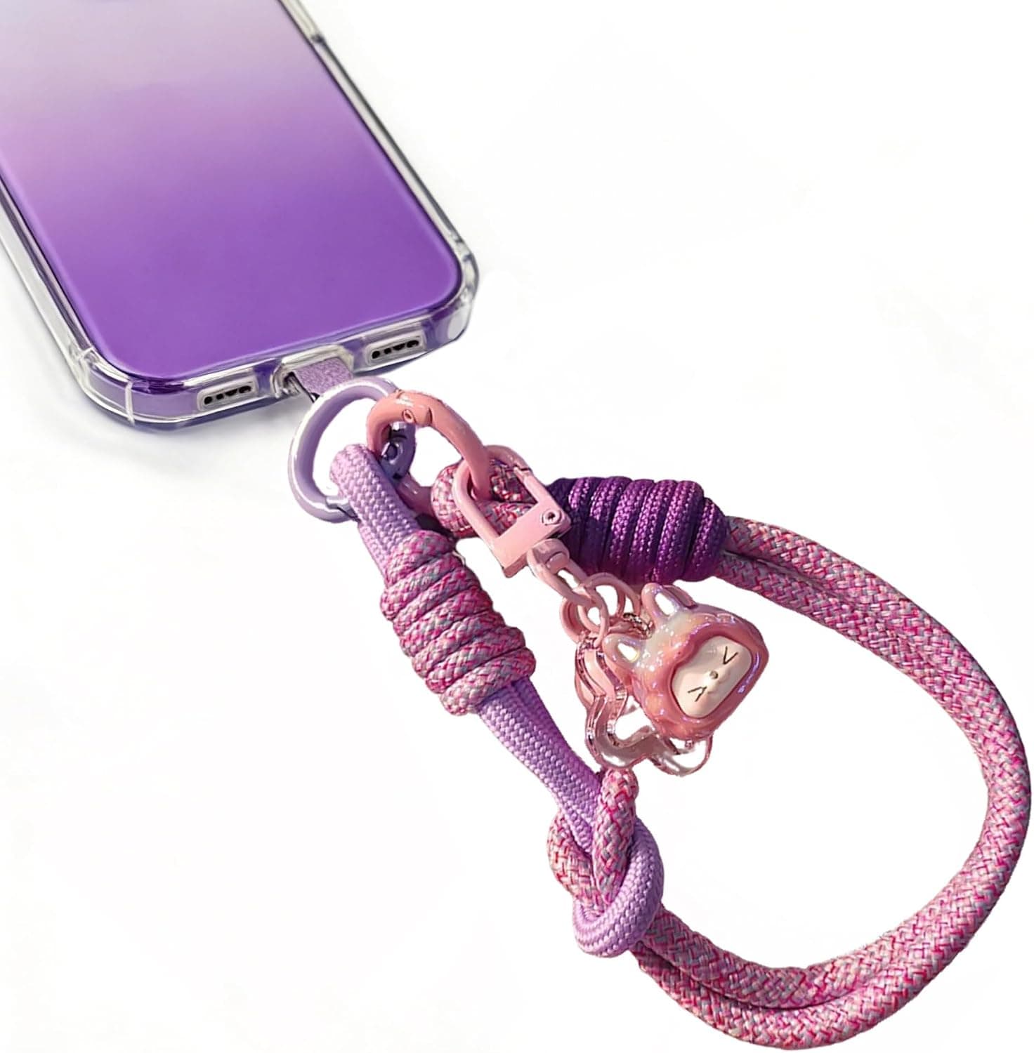 Cute Glossy Pendant Wrist Lanyard for Women Anti-Lost Phone Strap with Braided Rope, Versatile Key Charm for Bag - image 1