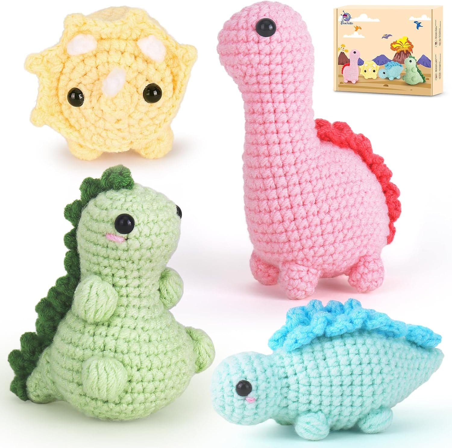 Crochetta Crochet Kit for Beginners, Crochet Starter Kits for Adults, Amigurumi Craft Knitting Crocheting Kits with Step-by-Step Video Tutorials, 6 Pc Hanging Potted Plants Family(40%+ Yarn - image 1