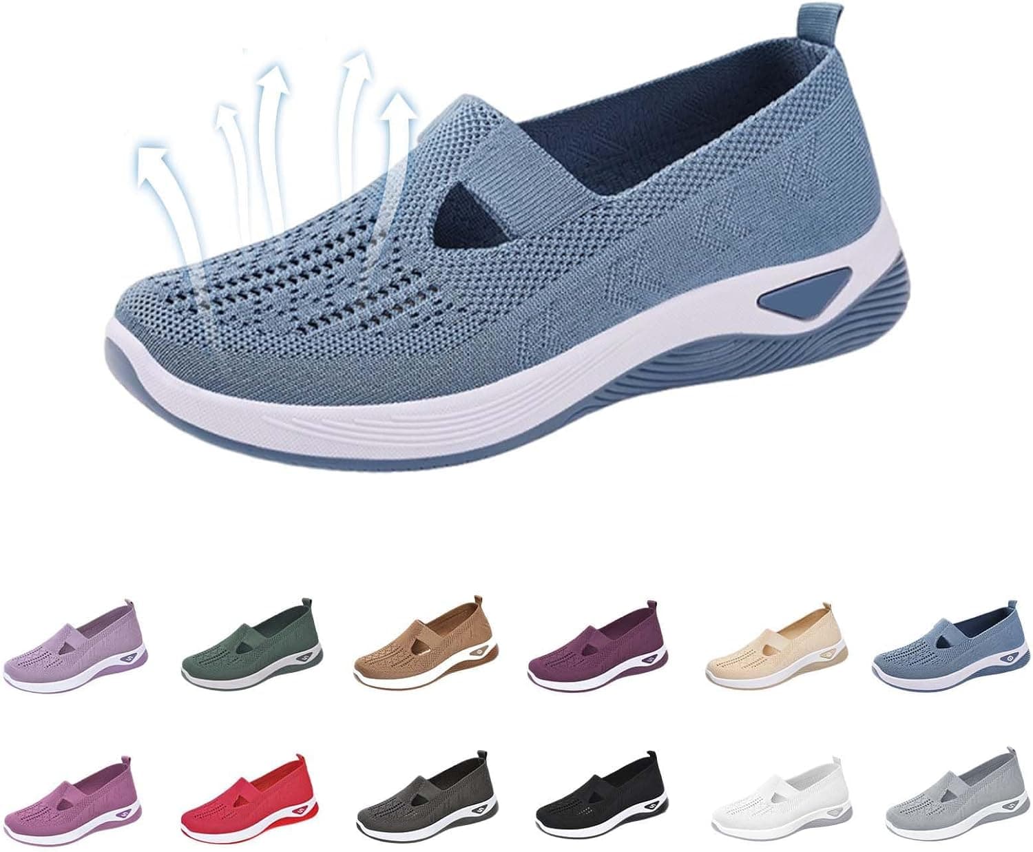 JollyPetal&Twig Orthopedic Shoes for Women,Women Wide Width Breathable Walking Comfortable Slip on Sneakers,Non Slip Arch Support Slip on Shoes - image 1