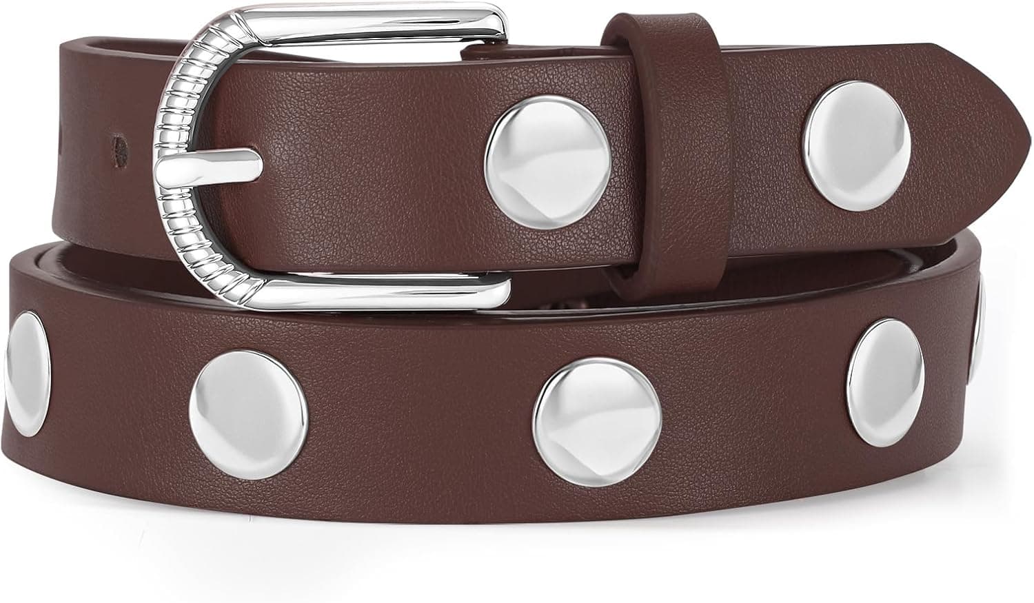 SUOSDEY Women Studded Belt Fashion Leather Belt Ladies Waist Belt Silver Gold Buckle Belt for Jeans Pants Dresses - image 1