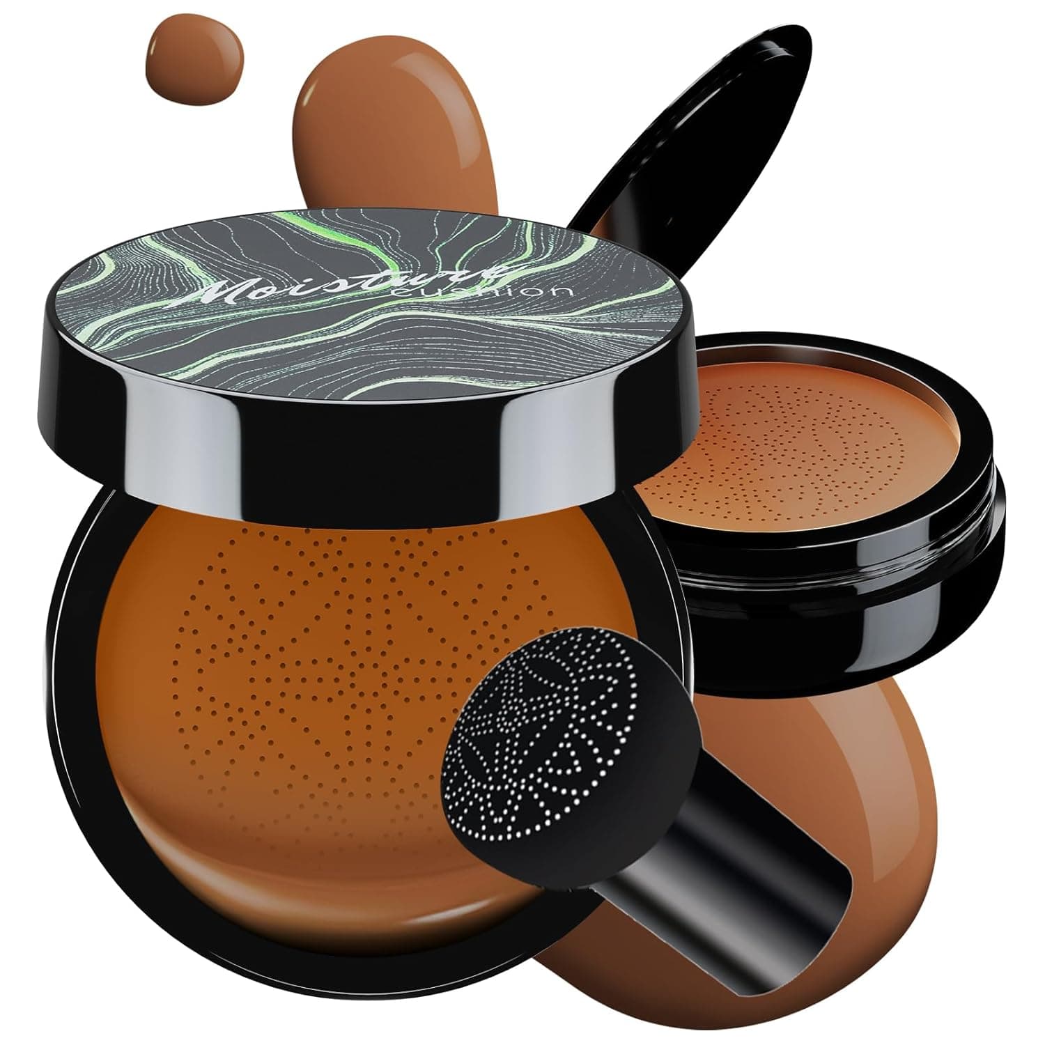 Mushroom Head Air Cushion CC Cream - Tattoo Cover up BB Cream Foundation Makeup Moisturizing Concealer Long-Lasting, Cushion Foundation Full Coverage Self Adjusting (Deep)