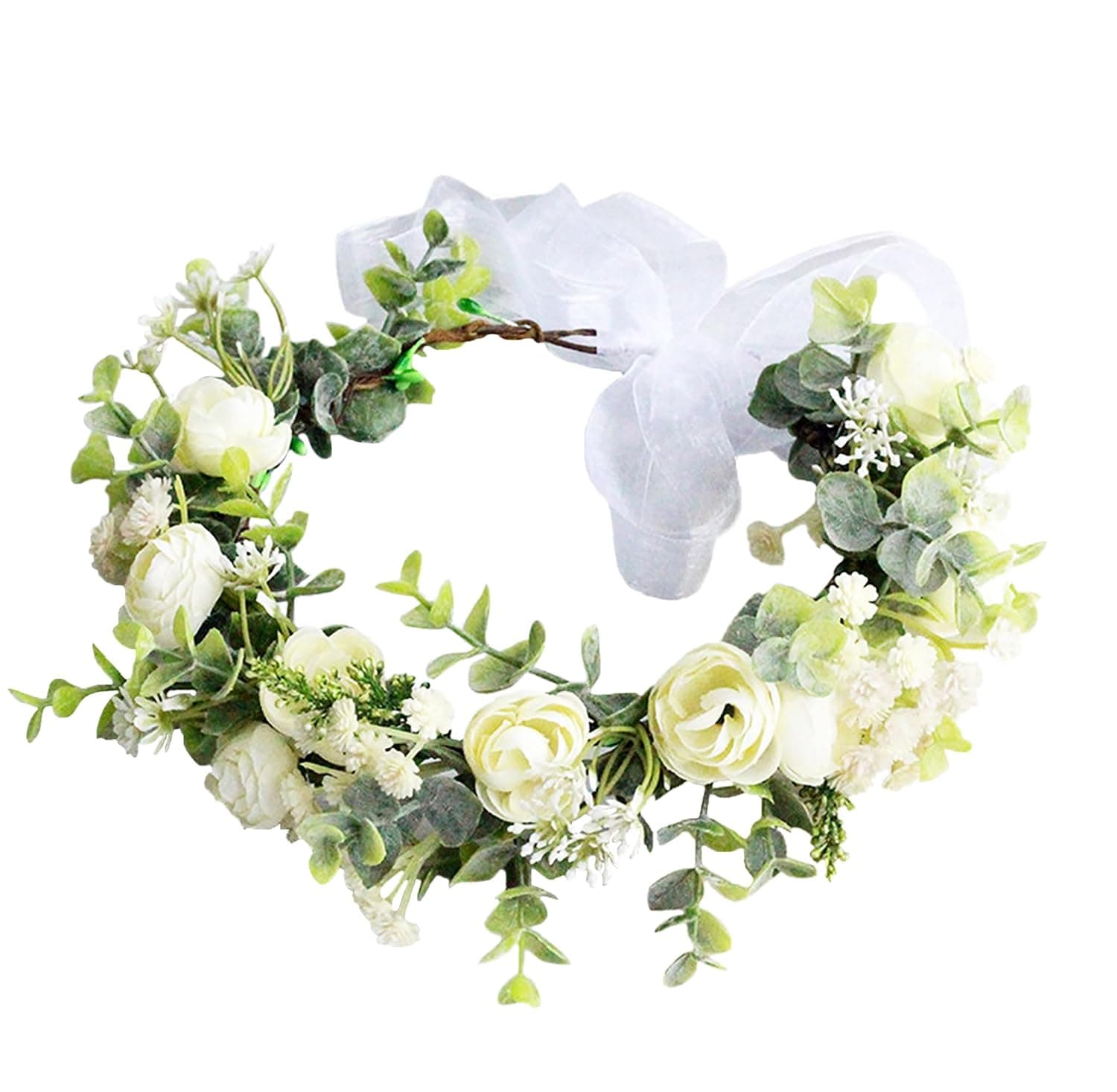 Flower Crown Bridal Headband Floral Halo Hair Wreath White