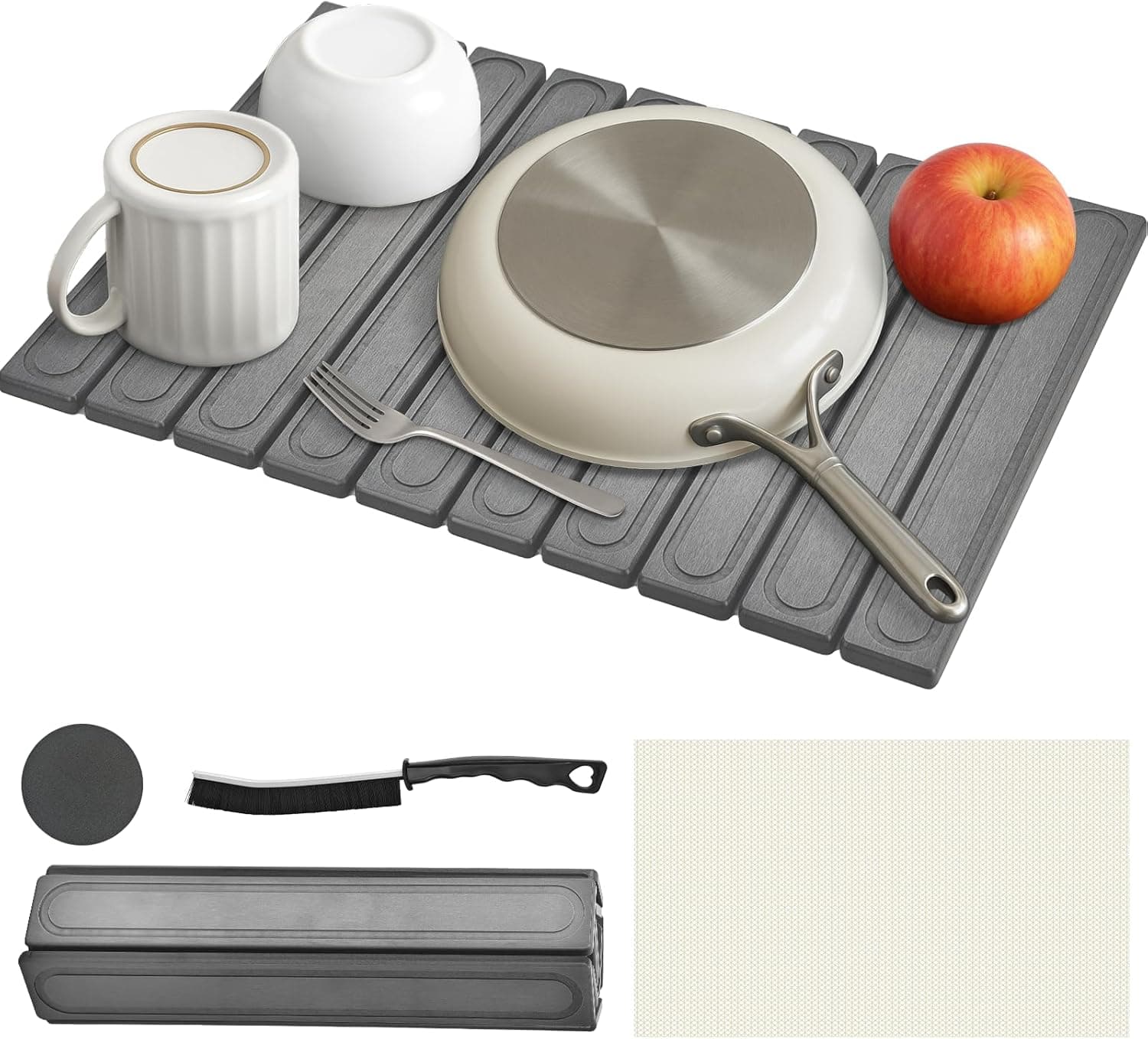 Stone Drying Mat for Kitchen Counter, Fast Dry Dish Drying Mats,Quick Dry Absorbent Collapsible Diatomaceous Earth Bath Mats, Large Stone Bath Mat for Kitchen Dishes Bottles Cups Bathroom - image 1