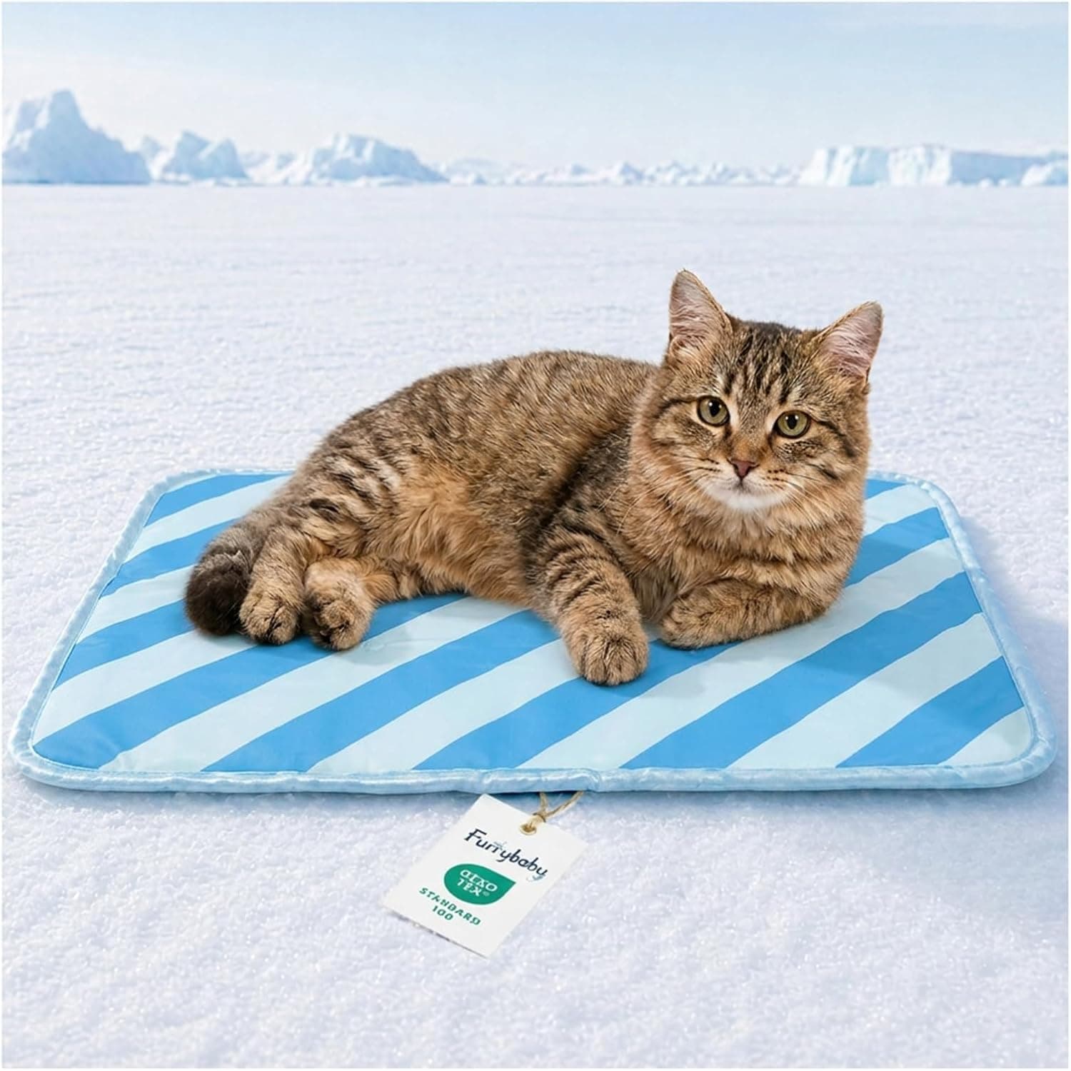 Dog Cooling Mat for Dogs & Cats, Soft Breathable Cooling Pad for Dog Bed, 23"x18" Self Cooling Crate Mat for Dogs, No Gel Washable Non-Slip Pet Cooling Mat Indoor Outdoor, Blue Stripe